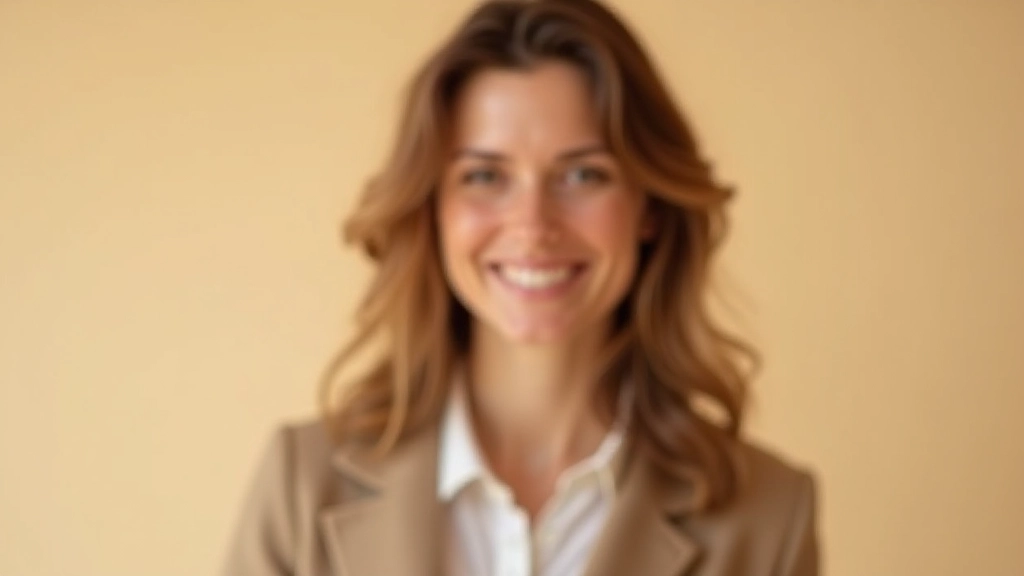 Founder and designer, professional portrait from chest up, warm smile, neutral background, natural office lighting